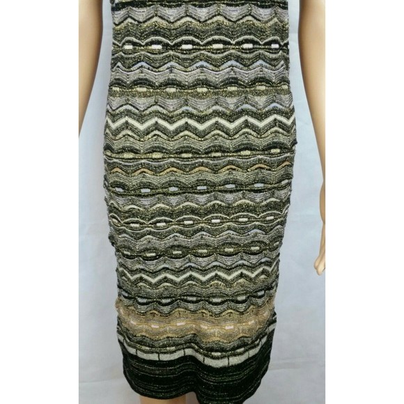 Minnie Rose Women's (M) Sleeveless Black, Gold, & Ivory Metallic Knit Deco Dress - Picture 4 of 12